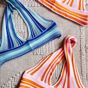 Multicolored Striped Halter Top- Pink or Blue